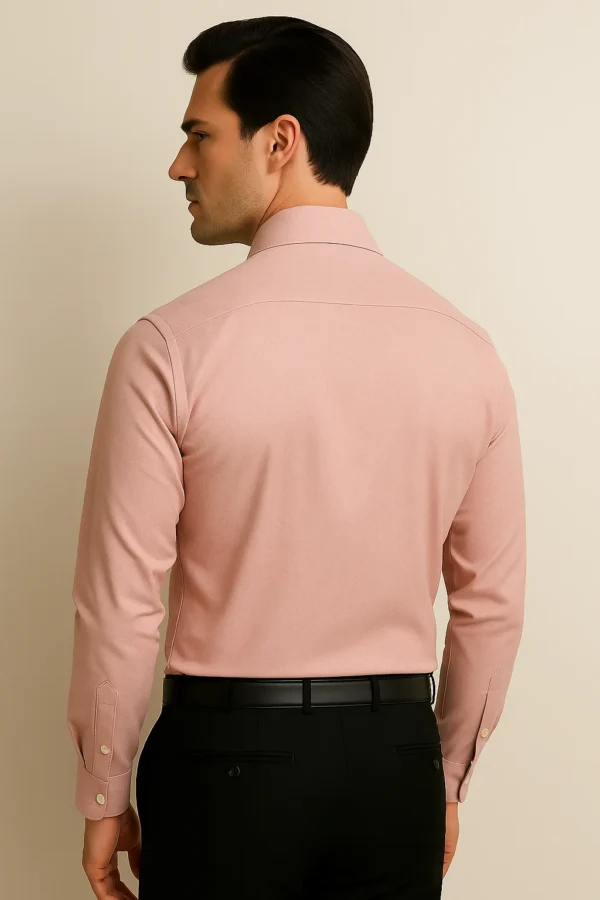 Pale Pink Rosewood Shirt – Back view with clean stitching and smooth fabric finish
