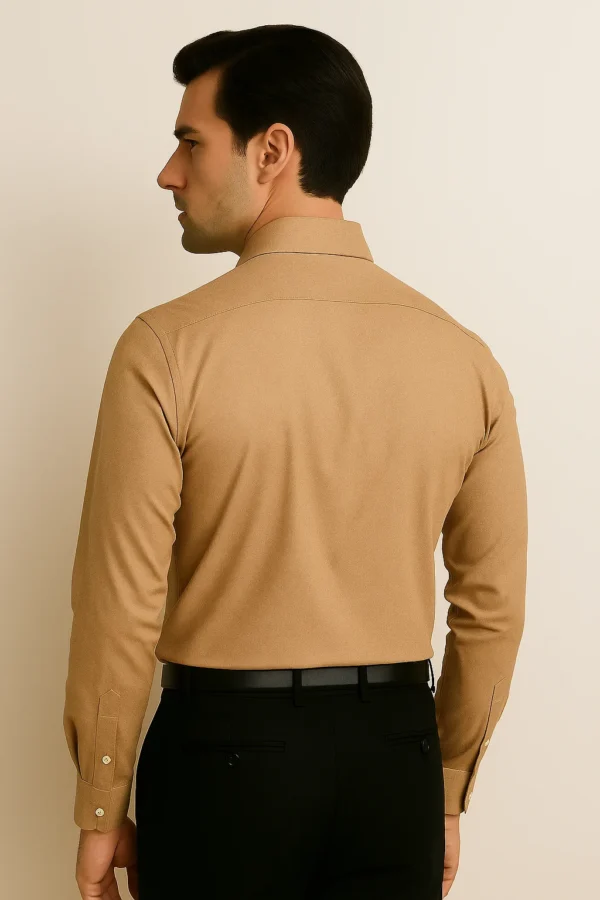 Back view of the Sunkissed Dune Shirt worn by a man, featuring clean seams and a sleek finish.